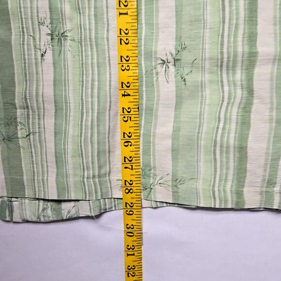 Havana Jack's Cafe Mens Large Green Striped Silk Shirt Tropical Casual Button Up - Picture 10 of 10